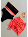 COMBO DE CARNAVAL BIQUÍNI TOP PRETO E MINI SAIA LARANJA NEON COLEÇÃO ESQUENTA FOLIA - 1