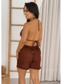SAÍDA DE PRAIA SHORT CROCHÊ MARROM - 2