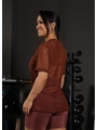 CAMISETA FITNESS NO TULE MARROM COLEÇÃO FEBELA MOVE - 2