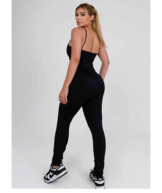 CONJUNTO FIT HYPER TOP ALÇA CALÇA COM BOLSOS COS ALTO PRETO