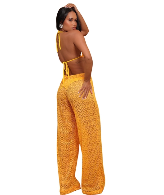 SAÍDA DE PRAIA CALÇA RENDA AMARELA COLEÇÃO RAINBOW