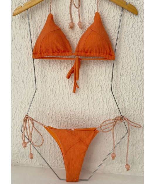 BIQUÍNI CORTININHA CORDÃO CALCINHA DE AMARRAR LARANJADO COLEÇÃO ÁCQUA 0401