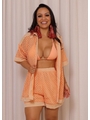 SAIDA DE PRAIA CONJUNTO CAMISA E SHORT LARANJA CLARO COLEÇÃO FOLIA - 1