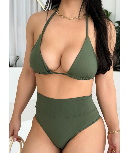 BIQUÍNI CORTININHA CALCINHA TALA VERDE MILITAR COLEÇÃO CALIENTE