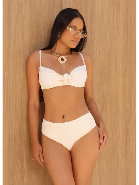 BIQUÍNI MEIA TAÇA CALCINHA ALTA OFF WHITE COLEÇÃO FRUIT