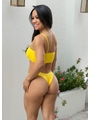 BIQUÍNI BRASIL CORE BORDADO TOP FAIXA CALCINHA ASA DELTA AMARELO - SALE - 2
