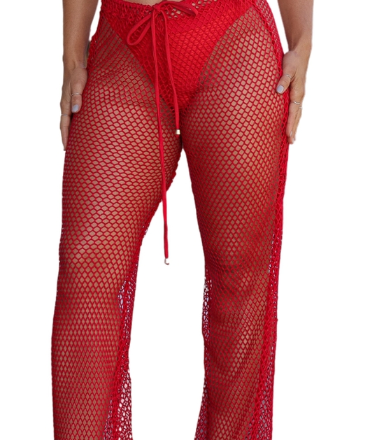 SAÍDA DE PRAIA CALÇA TELA ARRASTÃO VERMELHO M403