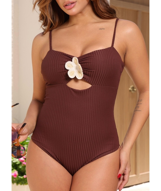 MAIÔ FLOR MARROM COLEÇÃO BEACH GLAM