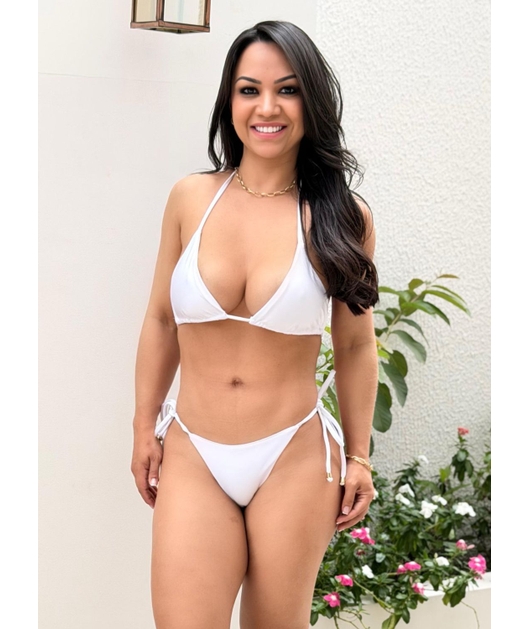 BIQUÍNI CORTININHA CALCINHA DE AMARRAR BRANCO