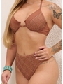 BIQUÍNI MEIA TAÇA CROCHÊ CALCINHA ALTA MARROM COLEÇÃO BRISA - 3