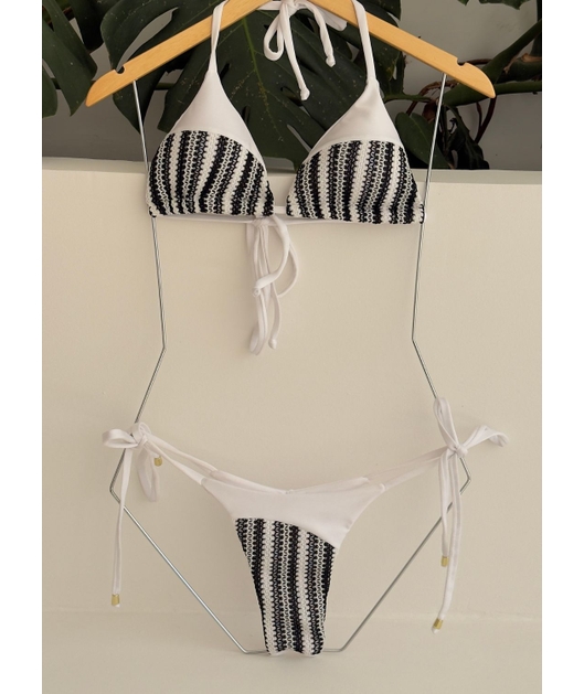 BIQUÍNI CORTININHA CROCHÊ CALCINHA DE AMARRAR BRANCO COLEÇÃO MARINE