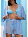 SAÍDA DE PRAIA KIMONO COM SHORT AZUL NO TULE COLEÇÃO IBIZA - 3