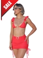 SAÍDA DE PRAIA MINI SAIA COM CINTO VERMELHA COLEÇÃO ARRAIÁ - 1