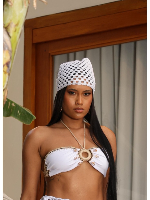 BANDANA NO CROCHÊ BRANCA