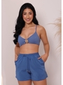 SAÍDA DE PRAIA SHORT AZUL NA SEDINHA COLEÇÃO DOCE DESEJO - 1