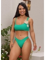 BIQUÍNI TOP FLOR CALCINHA ASA DELTA VERDE COLEÇÃO ESSÊNCIA BORDADAS - 1