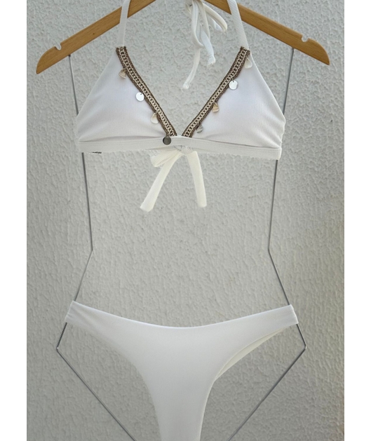 BIQUÍNI TOP GRIPIR CALCINHA ASA DELTA BRANCO COLEÇÃO TERRACOR