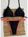 BIQUÍNI CORTININHA CALCINHA COM REGULADOR PRETO COM DETALHE LARANJA NEON COLEÇÃO ESQUENTA FOLIA - 1
