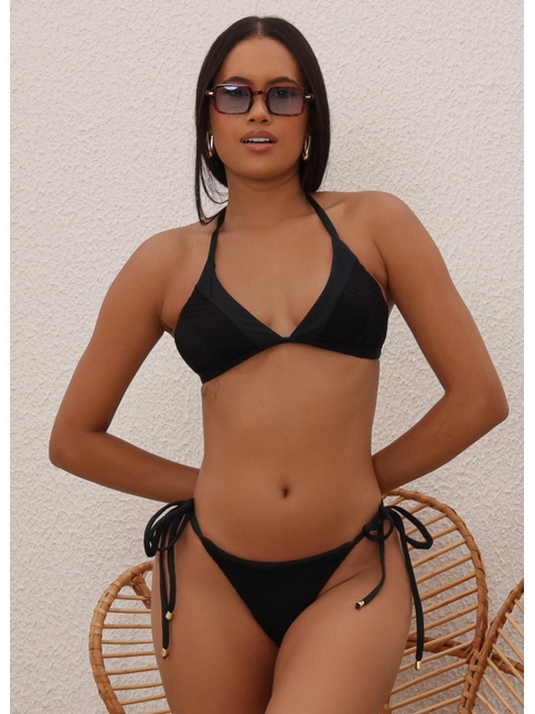 BIQUÍNI TOP CALCINHA DE AMARRAR PRETO COLEÇÃO PURO AMOR DROP 1
