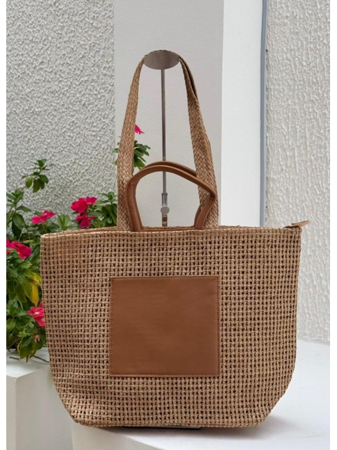 BOLSA DE PALHA GRANDE BEGE MALIBU