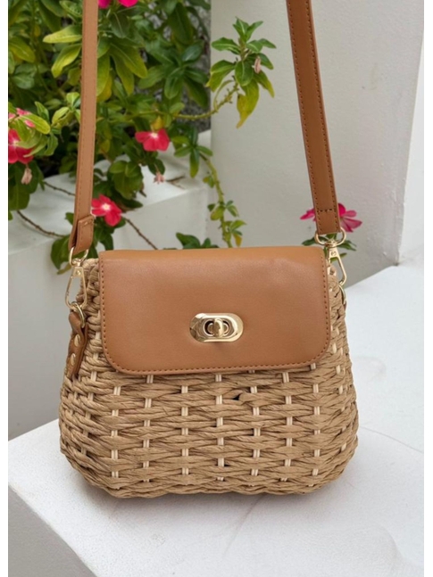 BOLSA DE PALHA PEQUENA NUDE BEACH GRID