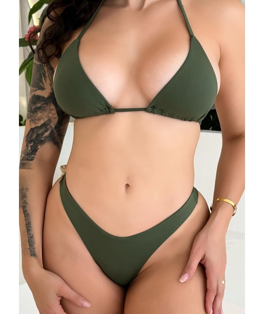 BIQUÍNI CORTININHA CALCINHA ASA DELTA VERDE MILITAR COLEÇÃO CALIENTE 0104