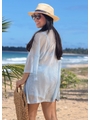 SAÍDA DE PRAIA KIMONO COM SHORT NO TULE EM LISTRA AZUL COLEÇÃO DULCE CARIBE - 2