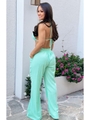 SAÍDA DE PRAIA CALÇA COM BOLSOS NO CHIFFON VERDE CLARO - 2
