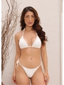 CONJUNTO DE BIQUÍNI CORTININHA CALCINHA DE AMARRAR COM SAIA DE FRANJA BRANCO COLEÇÃO BRISA - 3