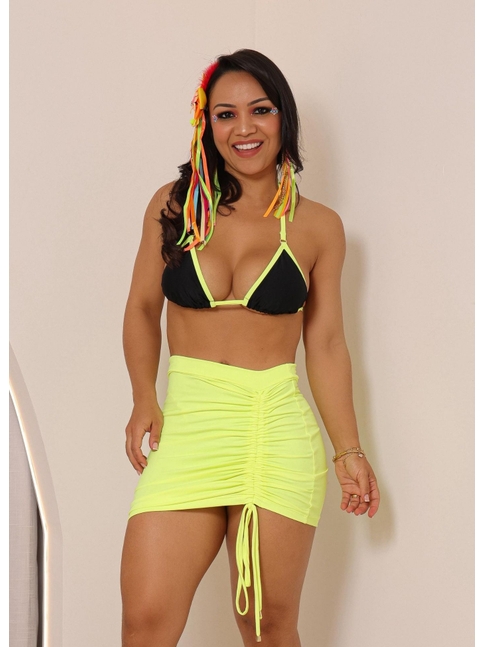 SAÍDA DE PRAIA MINI SAIA GRINGA VERDE NEON COLEÇÃO ESQUENTA FOLIA