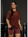 CAMISETA FITNESS NO TULE MARROM COLEÇÃO FEBELA MOVE - 1