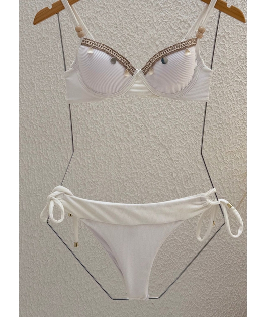 BIQUÍNI MEIA TAÇA GRIPIR CALCINHA DE AMARRAR BRANCO COLEÇÃO TERRACOR