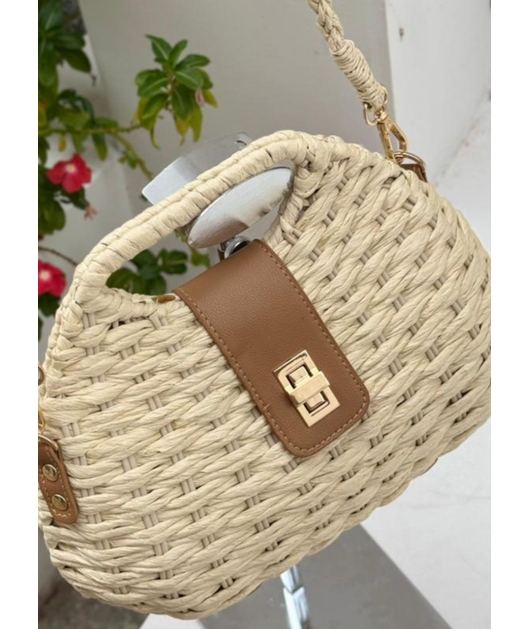 BOLSA DE PALHA PEQUENA OFF WHITE CHARM