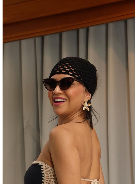 BANDANA NO CROCHÊ PRETA