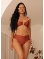 BIQUÍNI TOP ARGOLA CALCINHA ALTA MARROM COLEÇÃO COR DO PECADO - 1